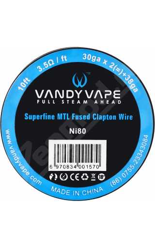 Vandy Vape Superfine MTL Fused Clapton Wire Ni80 30GA*2+38ga 3м Vandy Vape Superfine MTL Fused Clapton Wire Ni80 30GA*2+38ga 3м