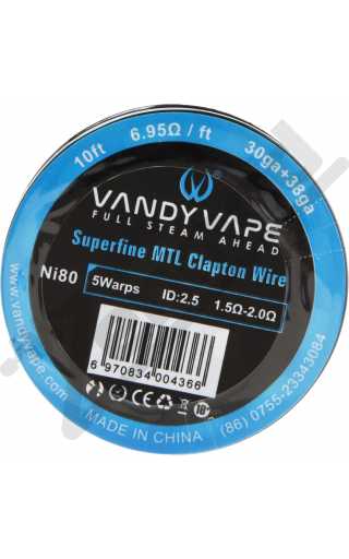 Vandy Vape Superfine MTL Clapton Wire Ni80 30GA+38ga 3м Vandy Vape Superfine MTL Clapton Wire Ni80 30GA+38ga 3м