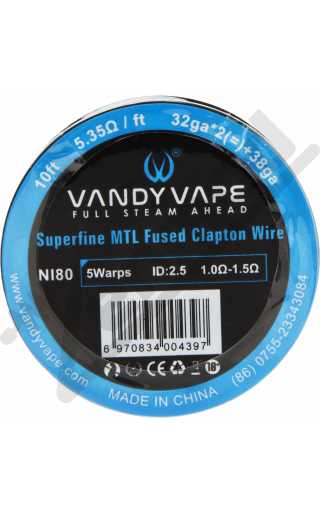 Vandy Vape Superfine MTL Fused Clapton Wire Ni80 32GA*2+38ga 3м Vandy Vape Superfine MTL Fused Clapton Wire Ni80 32GA*2+38ga 3м